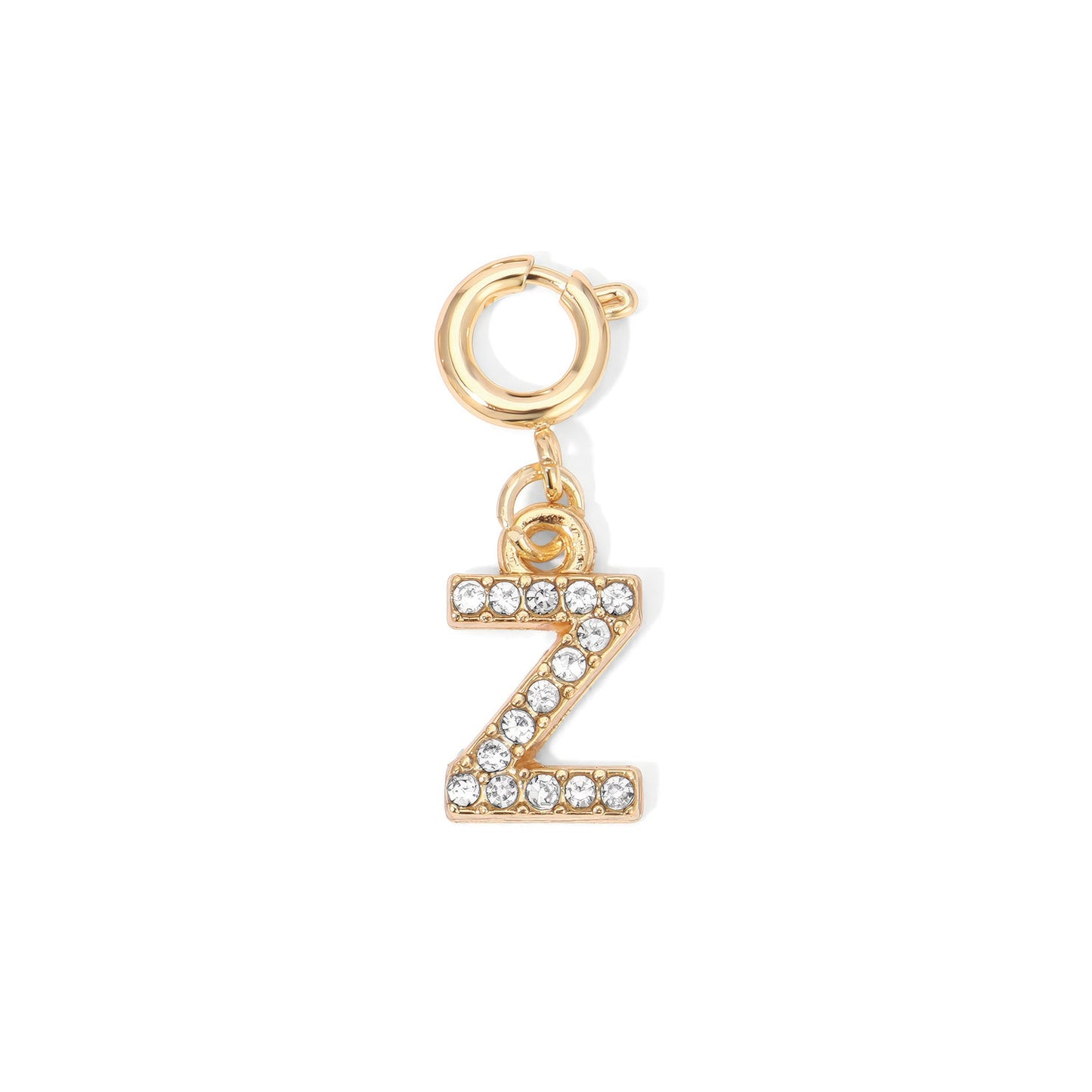 Gold Rhinestone Initial Charms A to Z