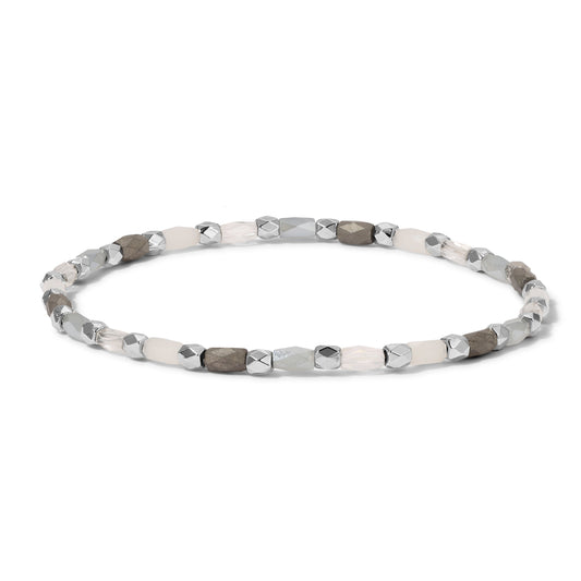 gray and white beaded bracelet