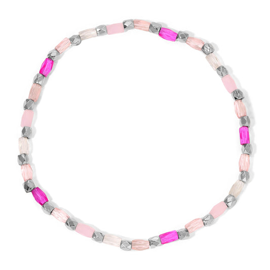 pink and silver beaded necklace