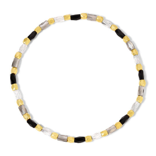 gold and black beaded necklace