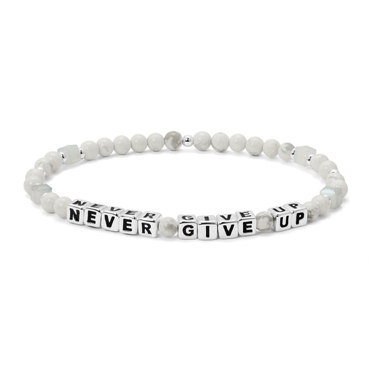 NEVER GIVE UP Colorful Words Bracelet