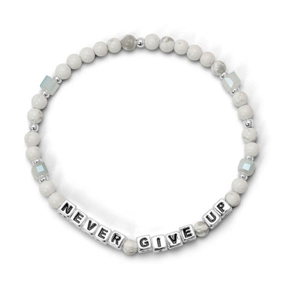 NEVER GIVE UP Colorful Words Bracelet