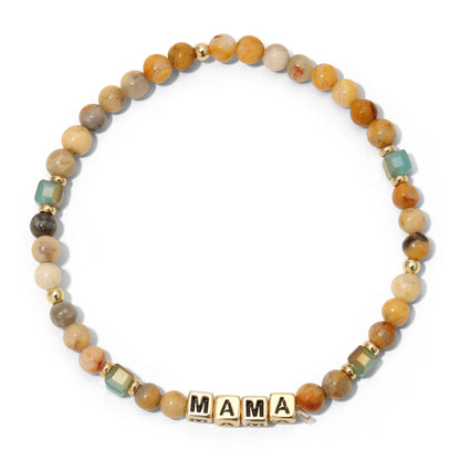 mama beaded bracelet with natural stones