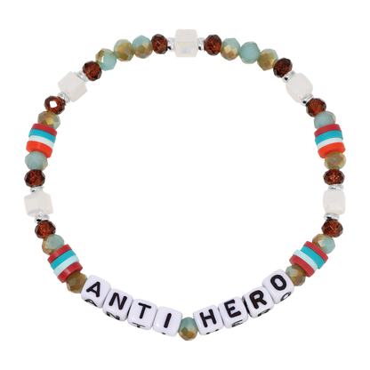 anti hero beaded bracelet with colored letters and beads