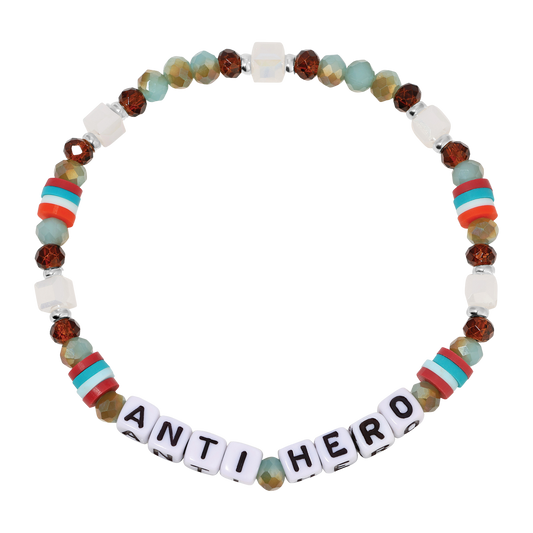 anti hero beaded bracelet with colored letters and beads