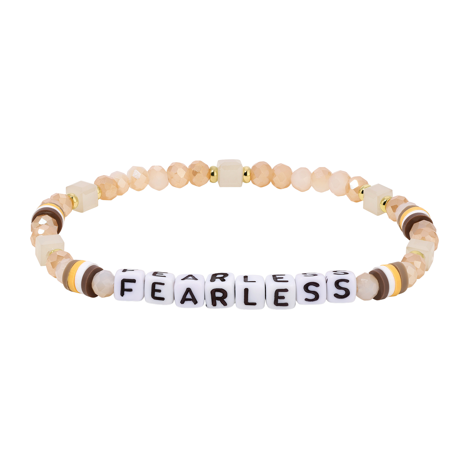 beaded bracelet with fearless letter beads