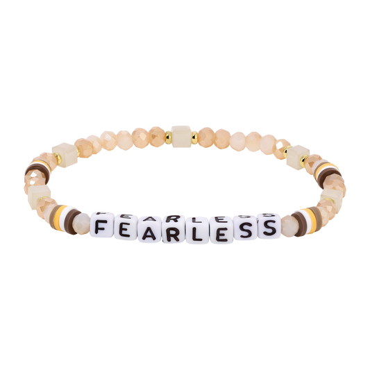 beaded bracelet with fearless letter beads