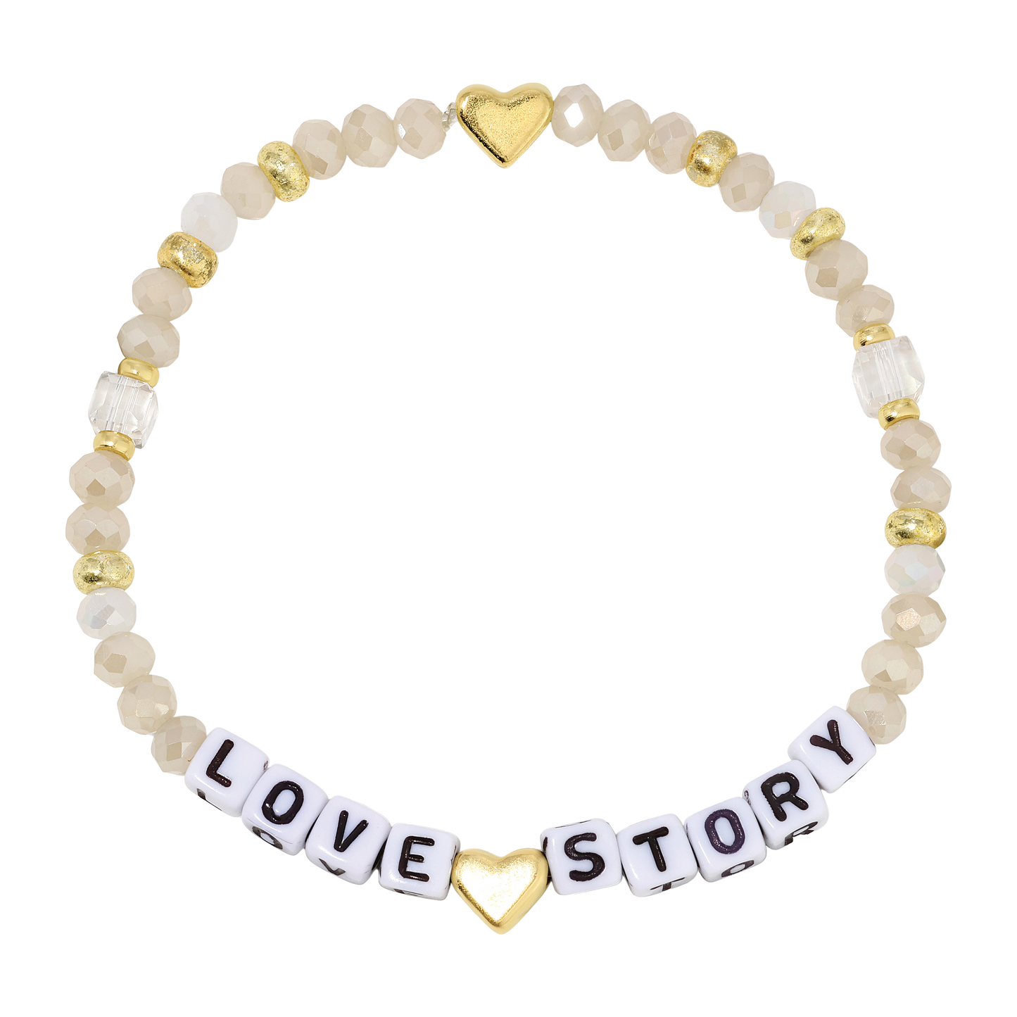 love story beaded bracelet with gold heart