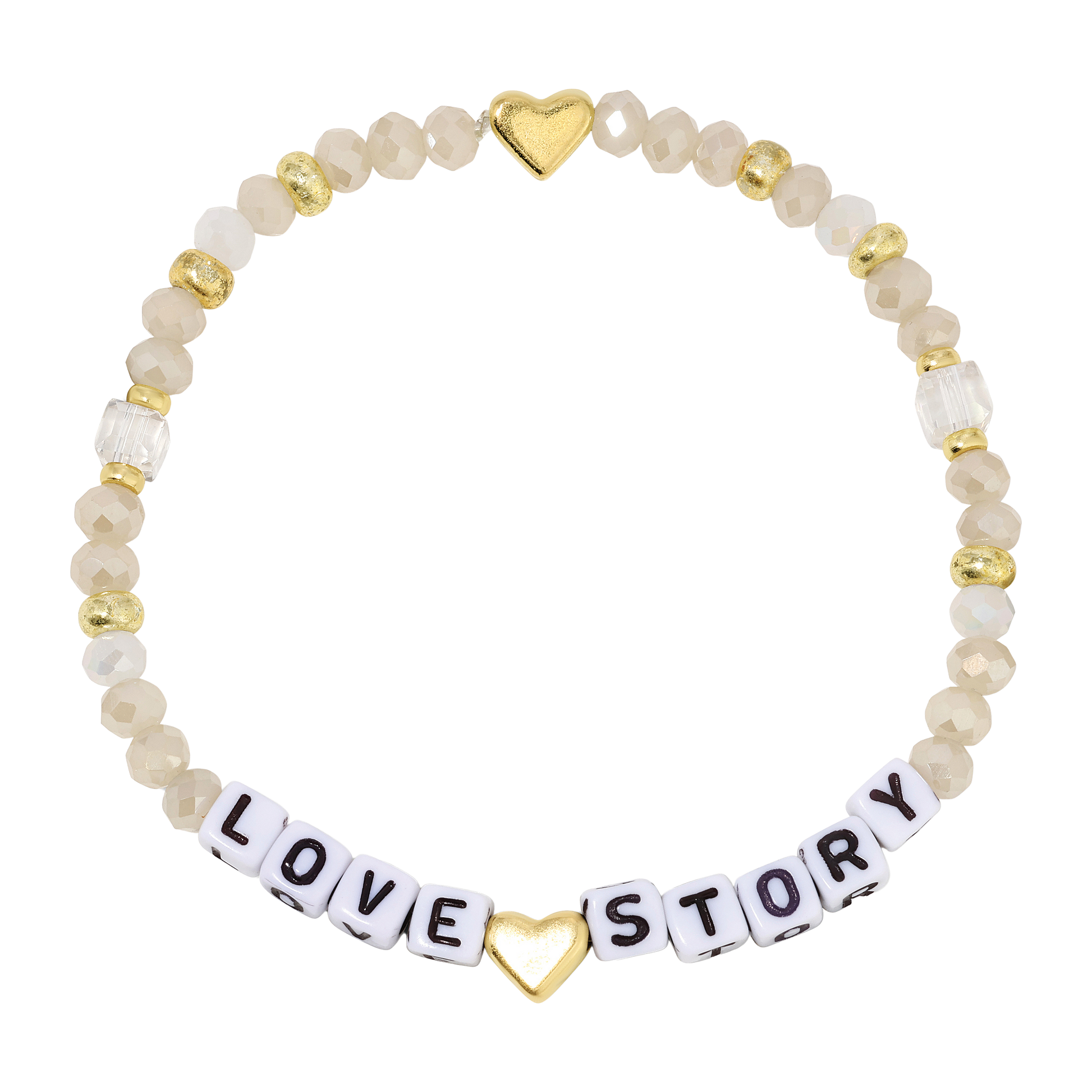 love story beaded bracelet with gold heart