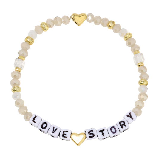 love story beaded bracelet with gold heart