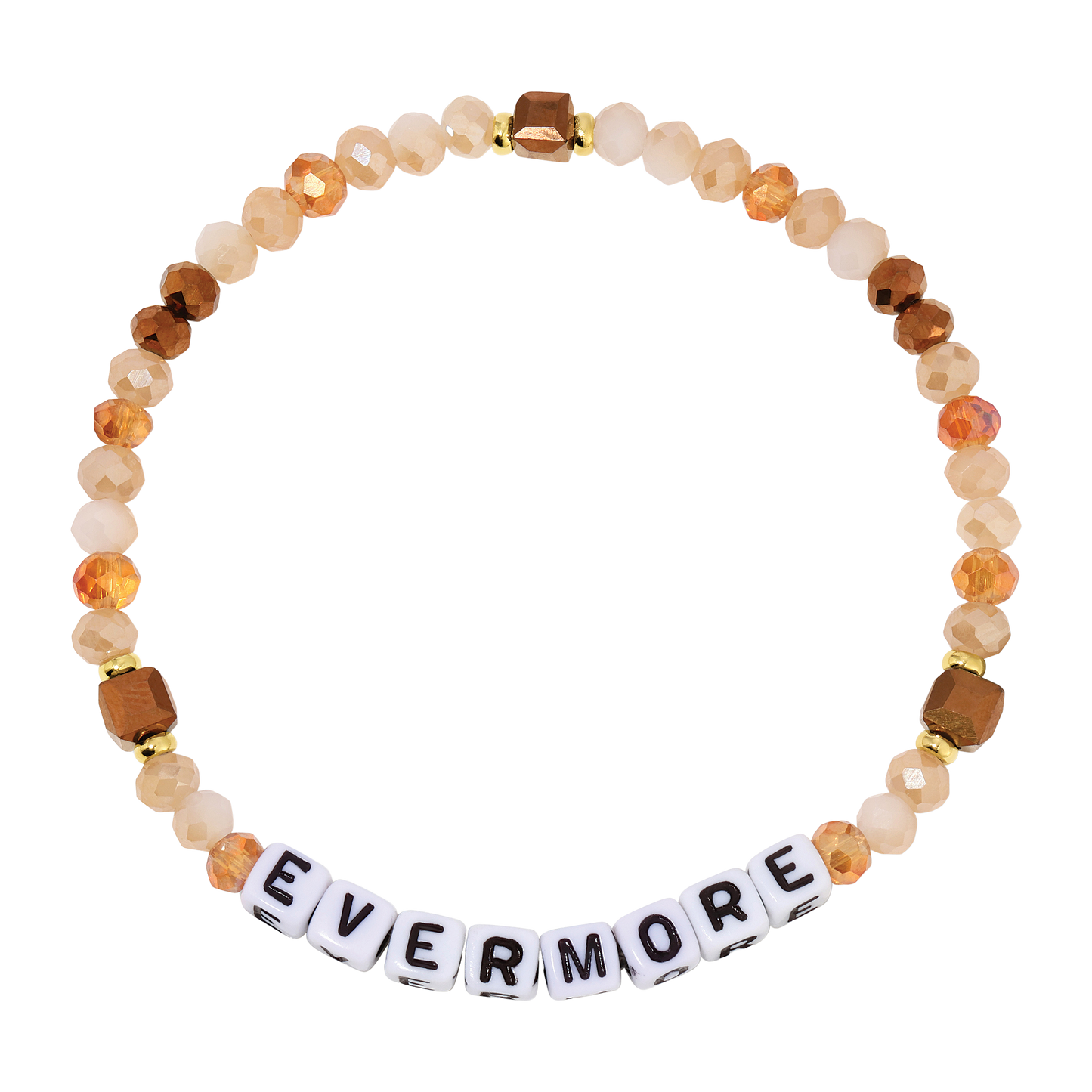 beaded bracelet with evermore block letters