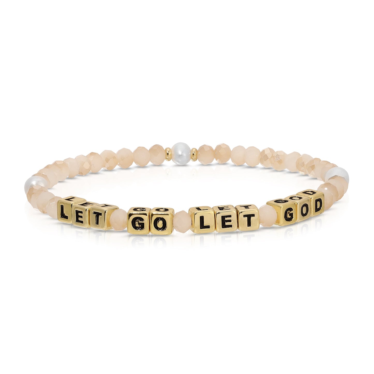 bracelet with let go let god gold beads