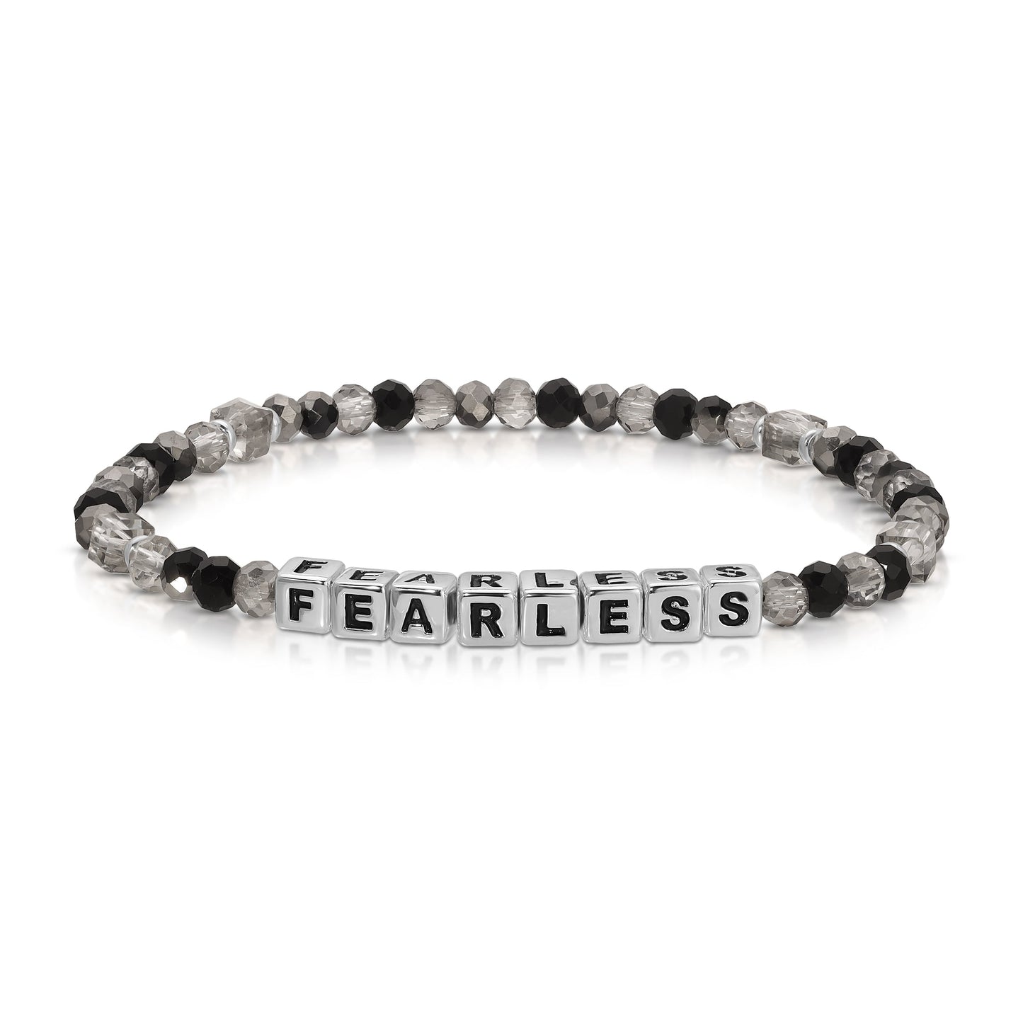 fearless beaded bracelet with black and clear crystals