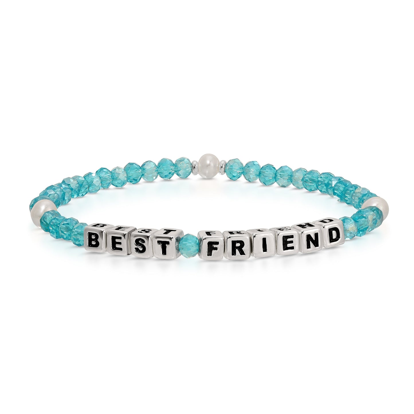 friendship bracelet with best friend beads and blue crystal beads