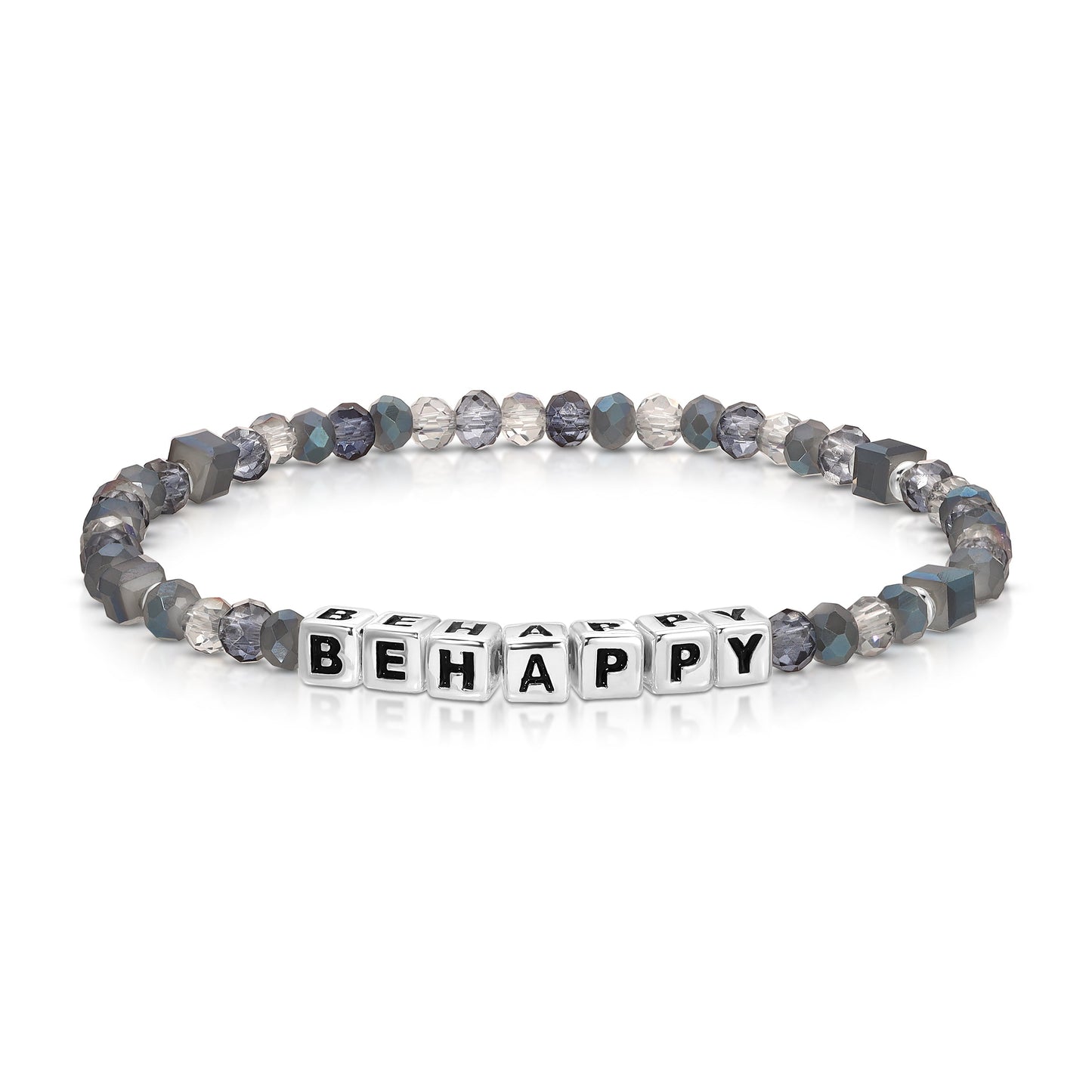 beaded bracelet with be happy letters