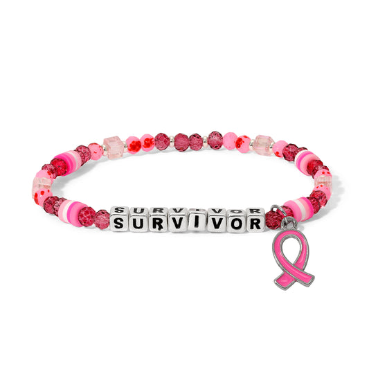 SURVIVOR Breast Cancer Awareness Colorful Word Bracelet