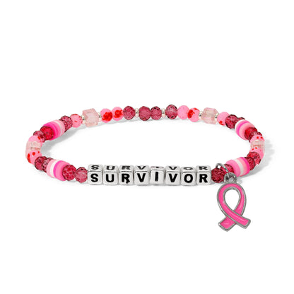 SURVIVOR Breast Cancer Awareness Colorful Word Bracelet