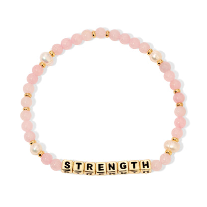 STRENGTH Breast Cancer Awareness Colorful Word Bracelet