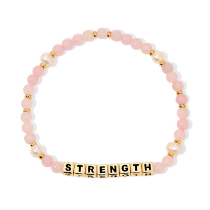 STRENGTH Breast Cancer Awareness Colorful Word Bracelet