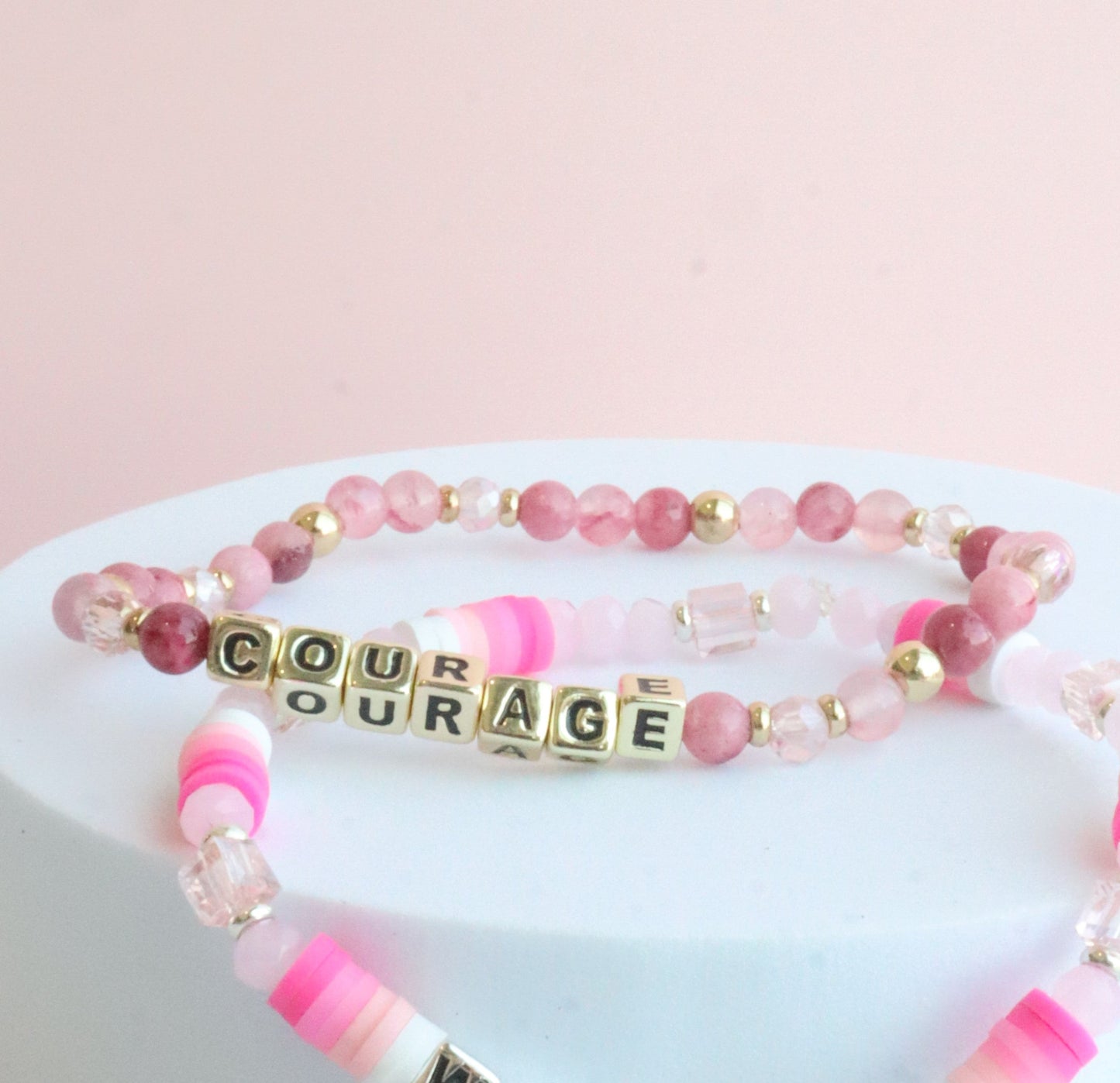 Breast Cancer Awareness Colorful Words Bracelet