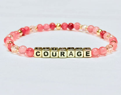 COURAGE Breast Cancer Awareness Colorful Word Bracelet