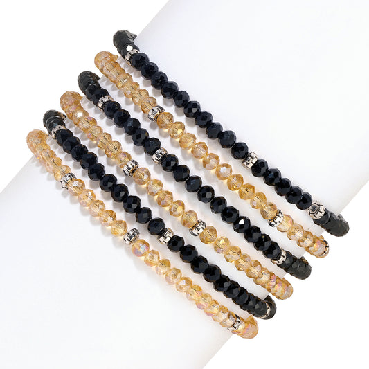 Black & Old Gold Mini-Crystal Bracelet 6-pack