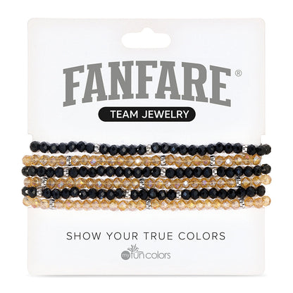 Black & Gold Mini-Crystal Team Color Bracelets - Set of 6