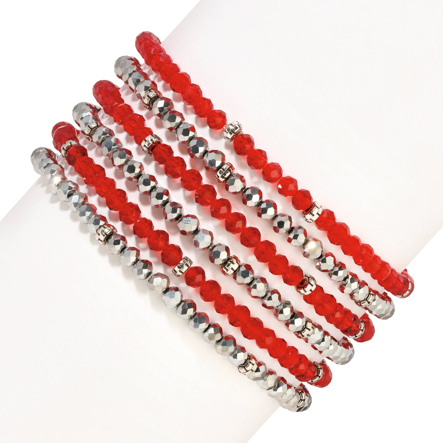 red and silver beaded bracelets