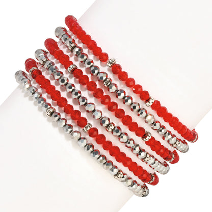 red and silver beaded bracelets