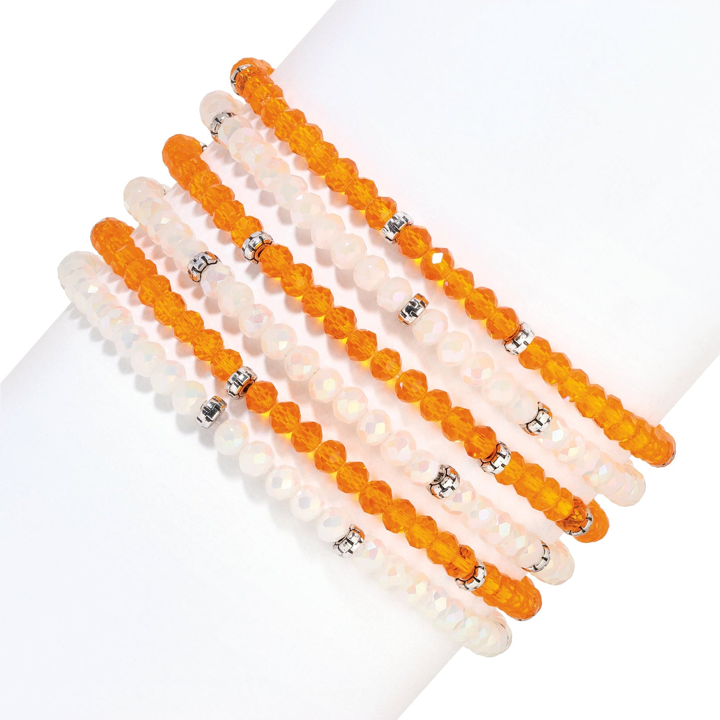 orange and white beaded bracelets