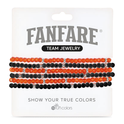 Deep Orange & Black Mini-Crystal Team Bracelets
