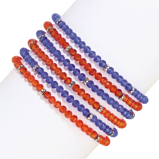 Blue and Red Mini-Crystal Bracelets - Set of 6