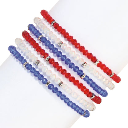 colorful beaded bracelets on white background