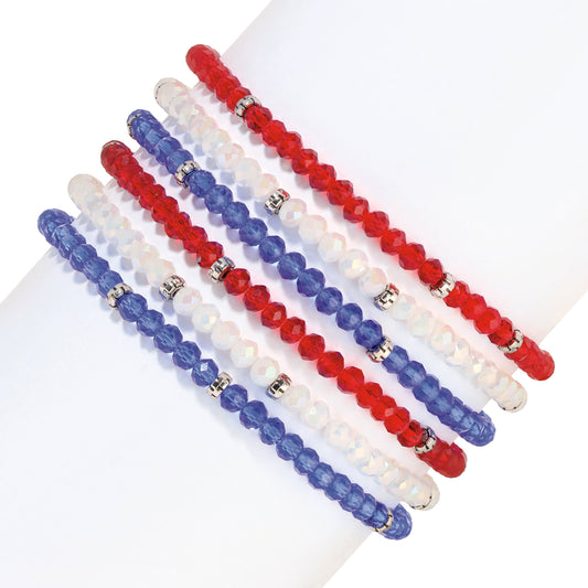 colorful beaded bracelets on white background