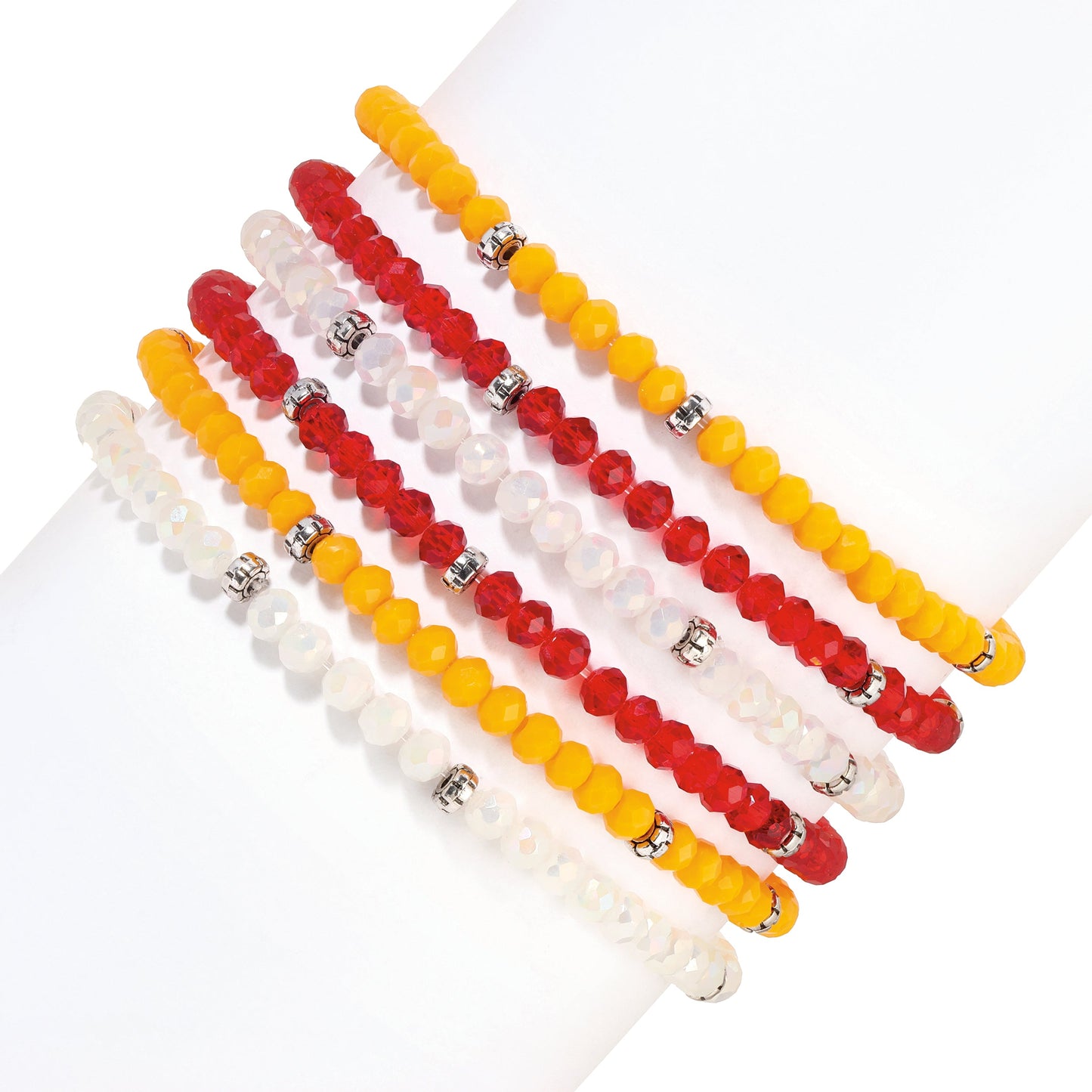 colorful bead bracelets with silver accents