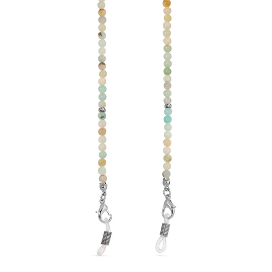 colorful beaded eyeglass chain with metal clasps