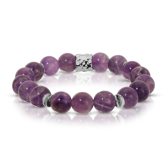 purple amethyst bead bracelet with silver accents