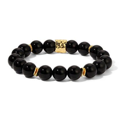 Black Onyx 10mm Gemstone w/14k Gold Plated Accent