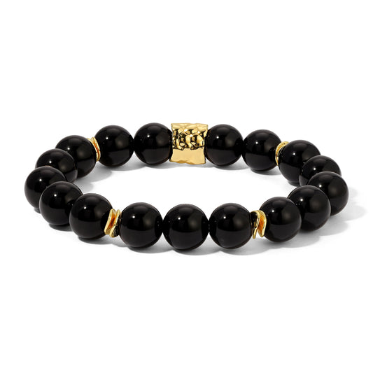 black beaded bracelet with gold detailing
