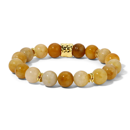 honey jade 10mm gemstone w/14k gold plated accent