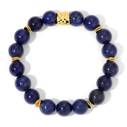 lapis lazuli 10mm gemstone w/14k gold plated accent