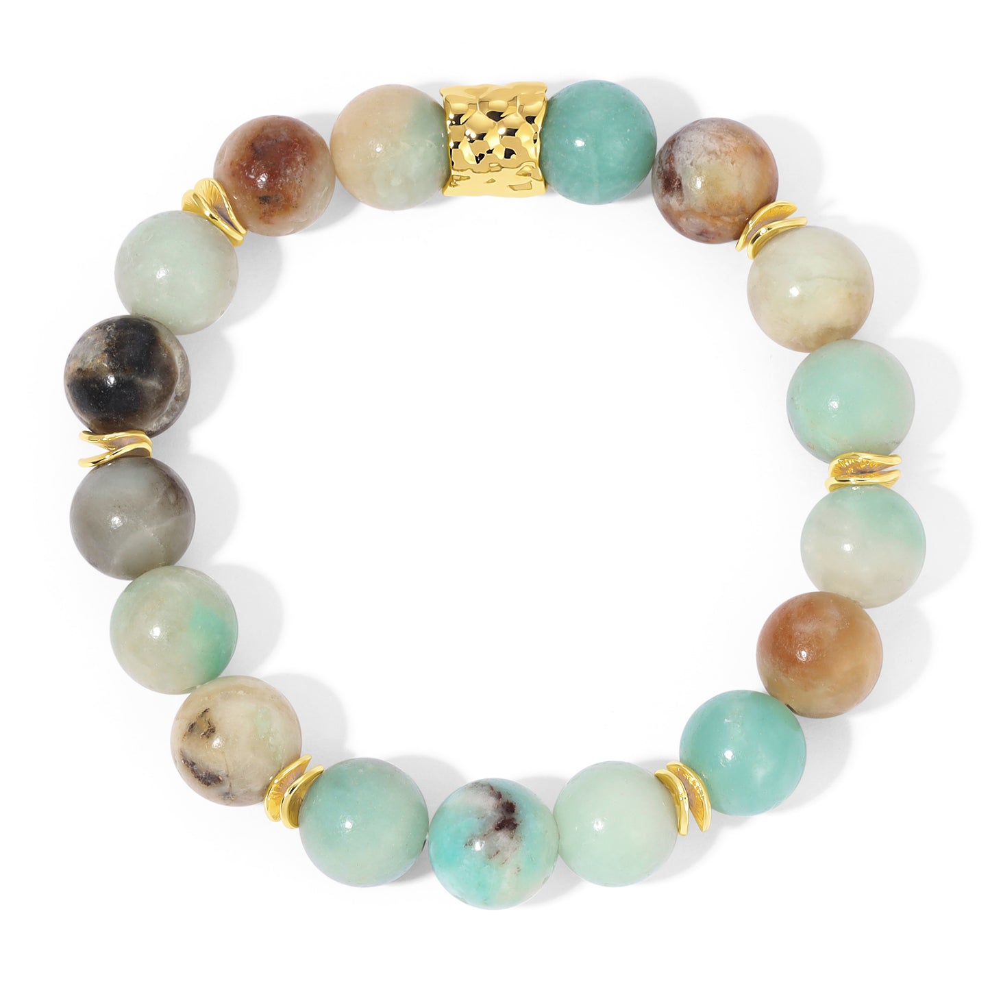 Amazonite 10mm Gemstone w/14k Gold Plated Accent