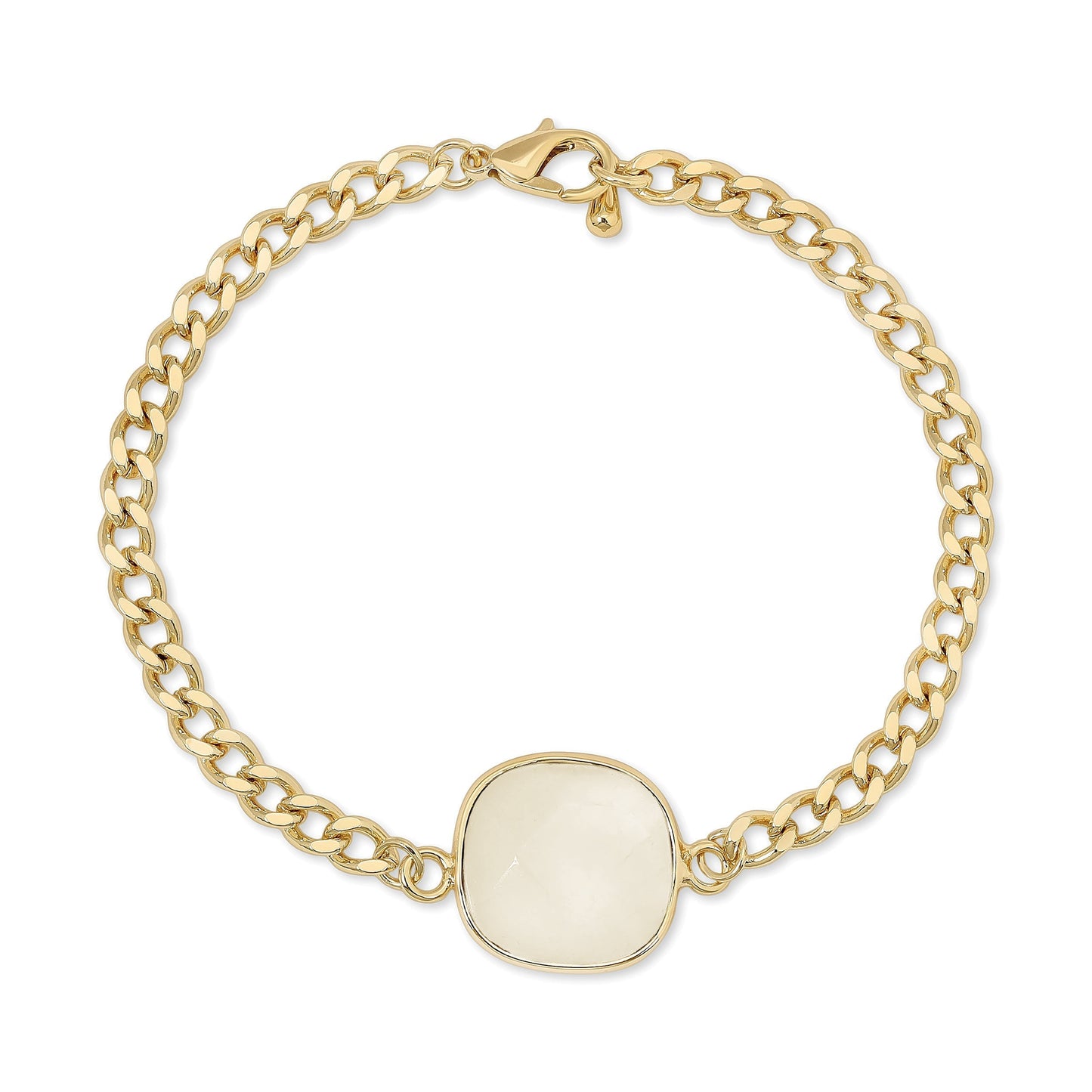 gold chain bracelet with white stone