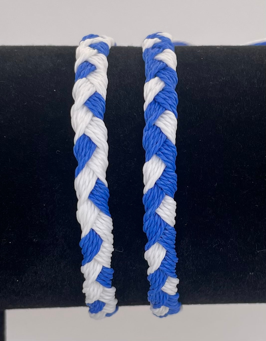 Blue & White Team Color Braided Bracelets - Set of 2