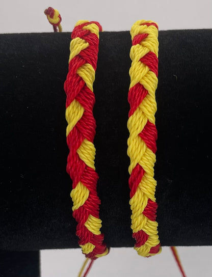 Cardinal & Gold Team Color Braided Bracelets - Set of 2