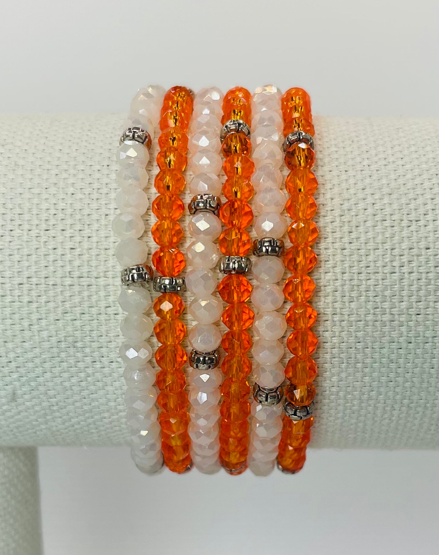 orange & white mini-crystal bracelet 6-pack