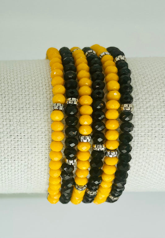 black & gold mini-crystal bracelet 6-pack
