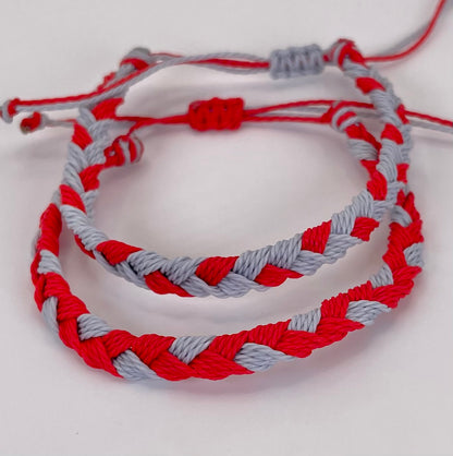 Scarlet & Gray Team Color Braided Bracelets - Set of 2