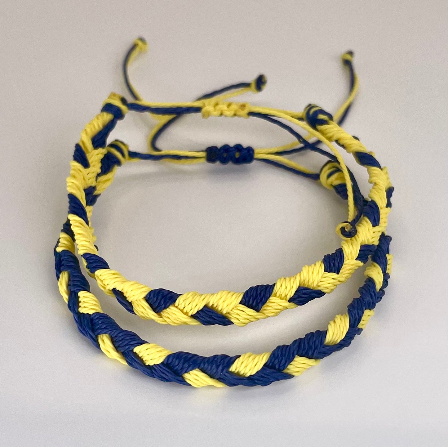 Maize & Blue Team Color Braided Bracelets - Set of 2