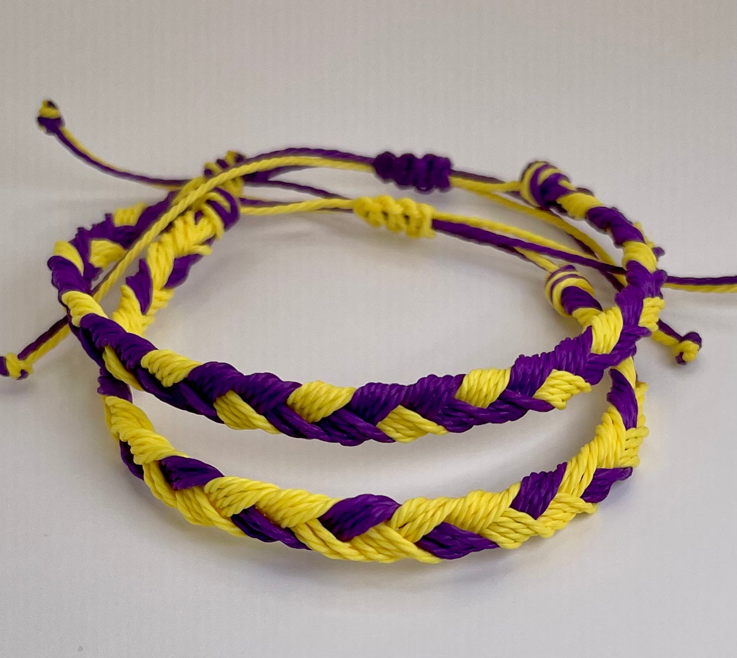 Purple & Gold Team Color Braided Bracelets - Set of 2